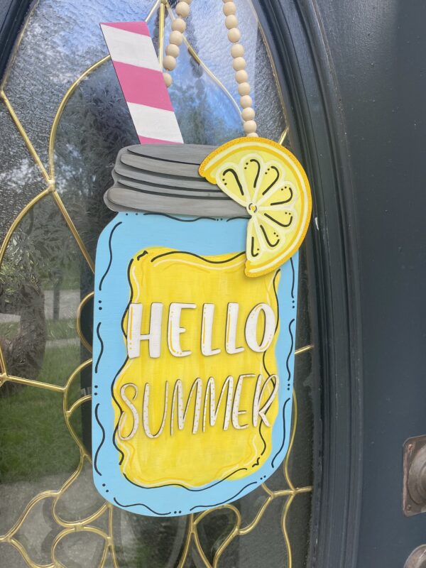 Hello Summer - Mason Jar Door Sign