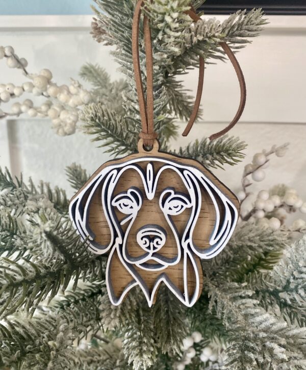 Wooden Line Art Dog Ornament - Image 4