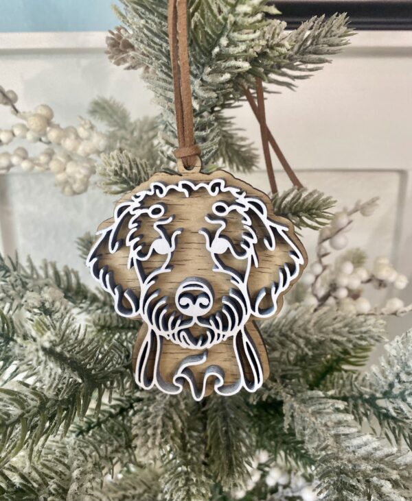 Wooden Line Art Dog Ornament - Image 3