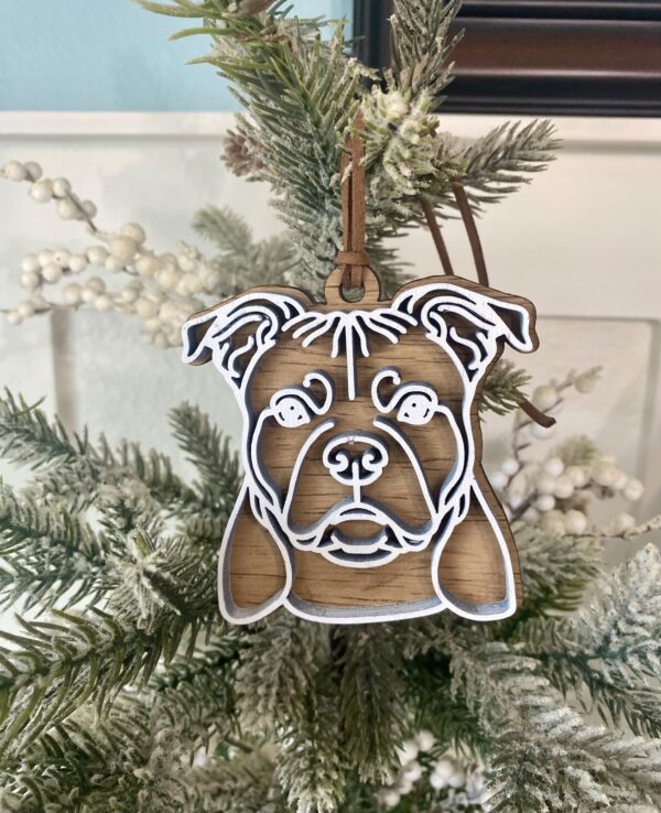 Wooden Line Art Dog Ornament - Image 2