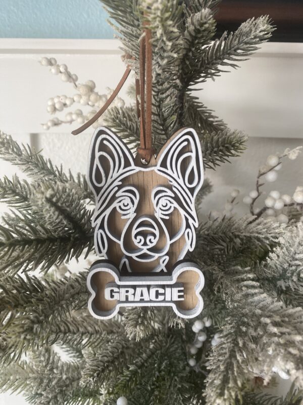 Wooden Line Art Dog Ornament - Image 8